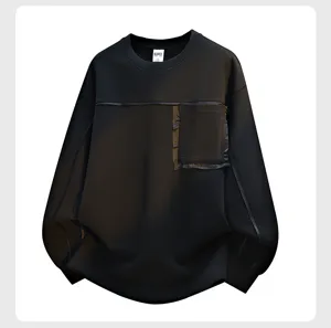 American casual crewneck sweatshirt for men and women, stylish long sleeve pullover with pocket.