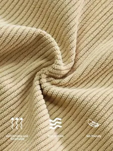 Close-up fabric detail showcasing soft corduroy texture, breathable and comfortable wear features.