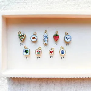 Variety of DIY colorful charms featuring fruit and food designs in 18K gold plating