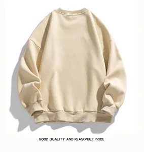 Sudadera lisa de cuello redondo con forro polar para hombre, jersey grueso de invierno.