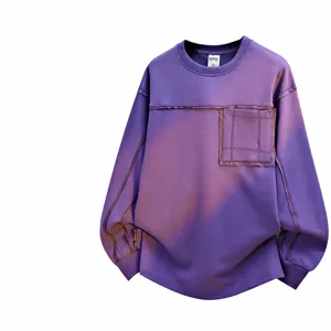 American casual contrast line crewneck sweatshirt couple loose long sleeve pullover top