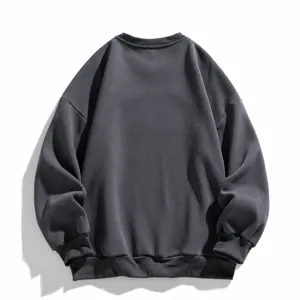 Sudadera de cuello redondo de felpa gruesa para hombre, parte superior informal de hombros caída.