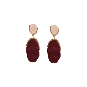 Elegant double layer irregular dangle earrings with gold metal frame for women fashion
