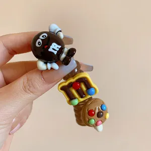 Dopamine cute telephone wire hair rope sweet cartoon doll design high elastic hair accessories