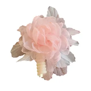 Pink flower telephone wire hair tie sweet hair accessory fashion cute hair rope for women