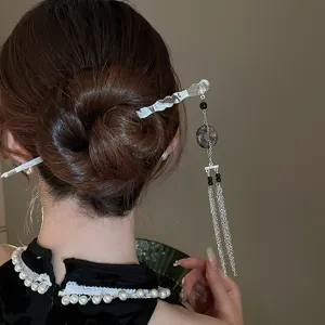 Pique à cheveux style chinois à pampilles élégante pince vintage accessoire pour femme hanfu