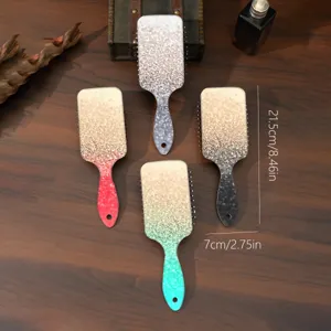 ABS Plastic Cushion Hair Brush Iridescent Gradient Glitter Design Large Square Hairbrush For Women Daily Hair Combing Beauty Tool