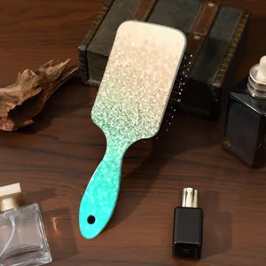 Gradient glitter cushion hair brush with eco-friendly ABS material, large paddle design.