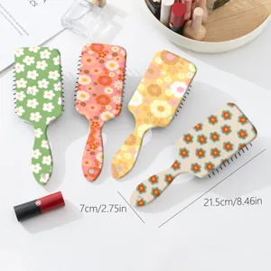 Cute retro floral pattern air cushion hairbrush, portable anti-tangle wet dry styling comb.