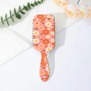 Retro floral print paddle hair brush for detangling and smoothing dry or wet hair daily use.