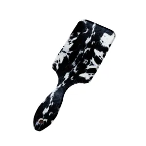 Cow print hair brush paddle cushion scalp massage anti-static styling hairbrush for women.