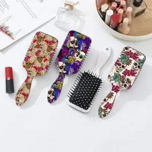 Set spazzola per capelli con cuscino stampato Halloween, pettine massaggio cuoio capelluto.