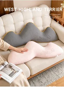 Ergonomic mountain-shaped long cushion soft sleeping body pillow for bed and sofa comfort.