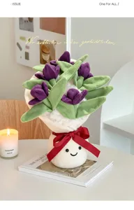 Cute plush tulip bouquet stuffed flower doll creative gift ornament for birthday and valentine.