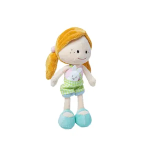 Soft plush girl doll toy, cute sleeping companion and comforting plushie for kids and toddlers.