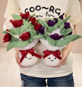 Plush tulip bouquet doll cute flower toy ornament Valentine's Day birthday gift plushie