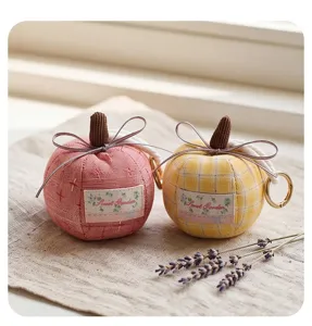 Cute plaid fabric apple hanging charm with bow and metal ring for car mirror and keys decor