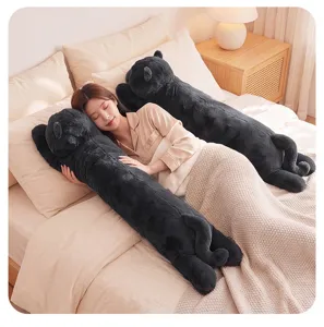 Long cat plush pillow cute soft stuffed animal sleeping bolster body pillow for bedroom