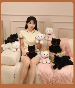 Niedliche Simulations Katze Plüschtier weiche Kätzchen Puppe Bett Schlaf Kissen Geschenk