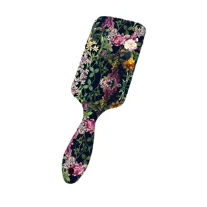 Retro floral hair brush anti-tangle wet dry massage brush vintage botanical pattern daily use