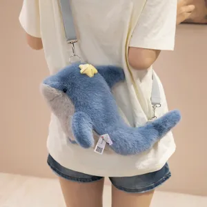 Cute Dolphin Plush Crossbody Bag Cartoon Animal Doll Shoulder Bag Student Fashion Cute Pet Bag