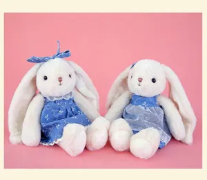 Easter lop-eared bunny plush toy cute stuffed animal doll with removable floral dress gift.