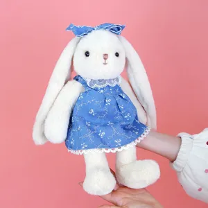 Easter Long Ear Bunny Plush Toy Cute Stuffed Animal Doll With Removable Dress Soft Cuddle Toy Gift For Kids Girls