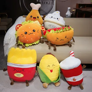 Creative Cute Food Plush Toy Cartoon French Fries Chicken Leg Ice Cream Cola Corn Hot Dog Burger Doll Soft Pillow