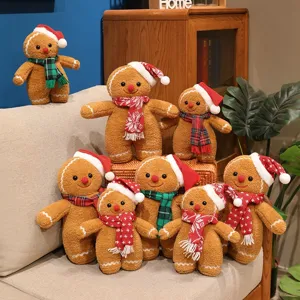 Christmas gingerbread man plush toy pillow cute stuffed doll holiday home sofa decor gift