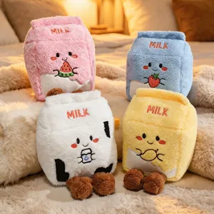 Cute cartoon milk carton plush toy pillow, soft stuffed animal doll for kids gift home decor.