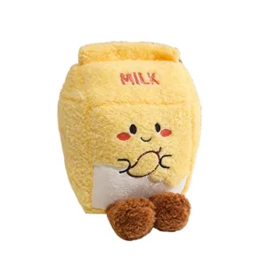 Cute cartoon milk carton plush toy stuffed doll soft pillow kids room decor gift