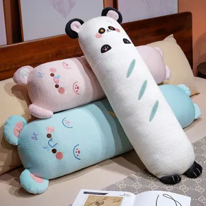 Cute Cartoon Animal Long Bolster Pillow Soft Polyester Ice Silk Sleeping Pillow Body Pillow For Women Bedside Cushion