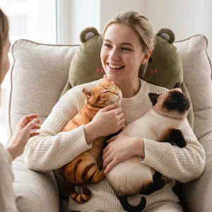Realistisches Katzen Plüschkissen süßes Kuscheltier weiches Kissen für gemütliches Schlafen
