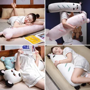 Ice silk long body pillow cute bread shape bolster for side sleeping bed hugging cushion