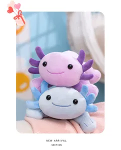 Cute axolotl plush toy soft stuffed animal pink and blue cute doll toy detail view.