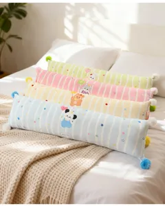 Striped long plush body pillow cute cartoon animal decorative cushion for bedroom bed decor