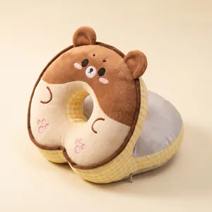 Schattig beren dutschkussen voor kantoor en school, zacht pluche donutkussen voor comfortabele rust.