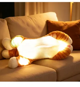 Cute glowing cat plush toy soft sleeping pillow doll wonderful birthday gift for girls and kids.