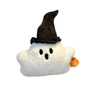 Cuscino peluche fantasma Halloween cappello strega simpatico giocattolo bambola arredo