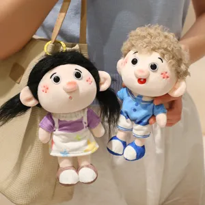 Cute curly hair plush doll pendant couple bag ornament soft stuffed toy birthday gift for girls