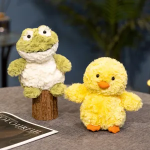 Cute Yellow Duck Green Frog Plush Toy Stuffed Animal Soft Doll Desktop Companion Gift