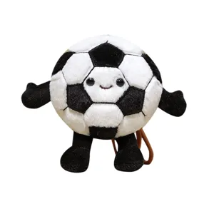Cute soccer plush toy keychain cartoon sports ball doll bag pendant soft stuffed gift
