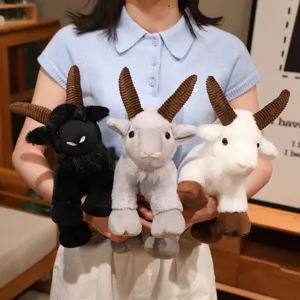 Cute big horn sheep plush toy doll pendant, soft stuffed animal gift for kids and bag charm.