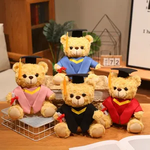 Graduation Teddy Bear Stuffed Animal Plush Toy With Doctor Hat Academic Dress Student Commemorative Doll Gift