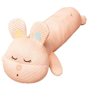 Cooling ice silk bunny plush bolster pillow for comfortable sleeping side sleeper body