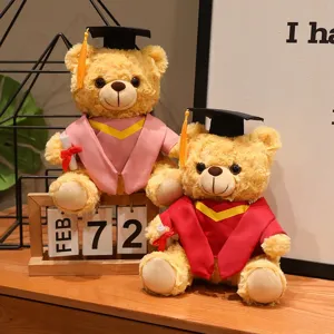 Graduation teddy bear plush toy set wearing academic gown and doctoral cap graduation gift