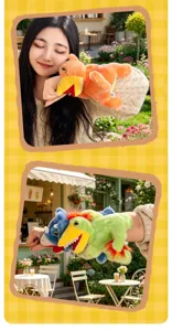 Simpatico braccialetto slap dinosauro in peluche, morbido giocattolo da polso per bambini.