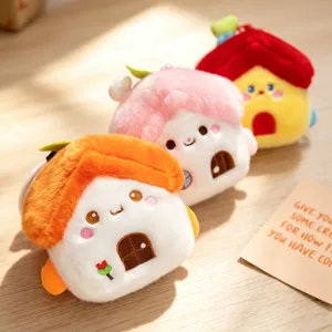 Cute cartoon house plush pendant keychain soft toy lovely car hanging ornament gift