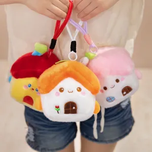 Cute cartoon house plush pendant keychain soft toy backpack ornament car hanging decoration