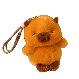 Cute plush animal keychain, soft stuffed doll bag pendant, adorable cartoon toy gift accessory.